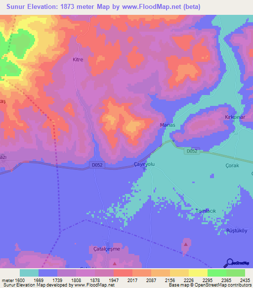 Sunur,Turkey Elevation Map