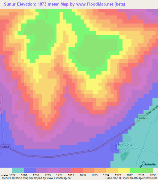 Sunur,Turkey Elevation Map