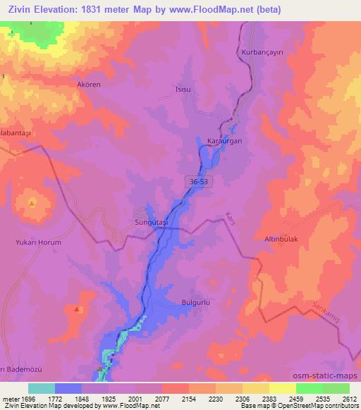 Zivin,Turkey Elevation Map