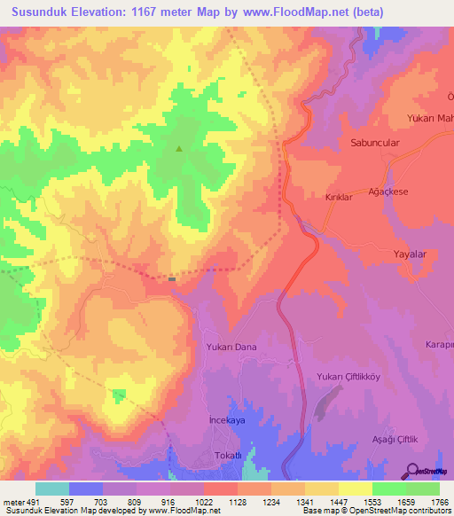 Susunduk,Turkey Elevation Map