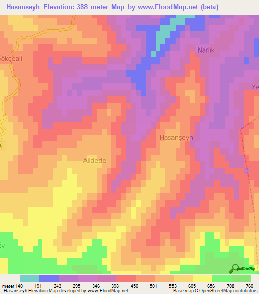 Hasanseyh,Turkey Elevation Map