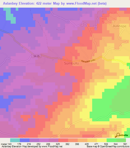 Aslanbey,Turkey Elevation Map