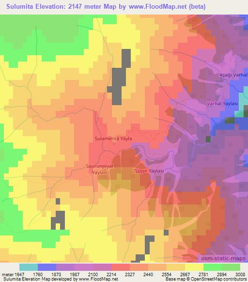 Sulumita,Turkey Elevation Map