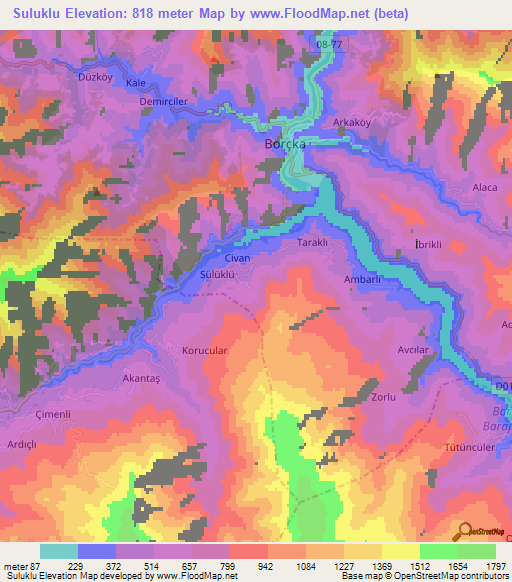 Suluklu,Turkey Elevation Map