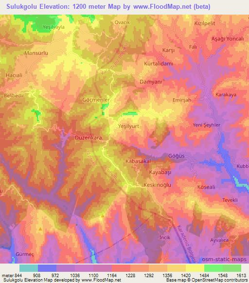 Sulukgolu,Turkey Elevation Map