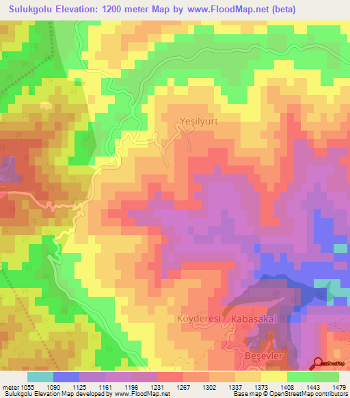 Sulukgolu,Turkey Elevation Map