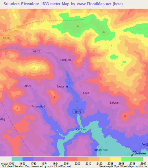 Suludere,Turkey Elevation Map