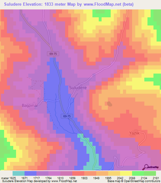 Suludere,Turkey Elevation Map