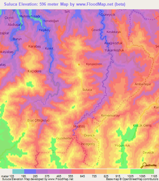 Suluca,Turkey Elevation Map