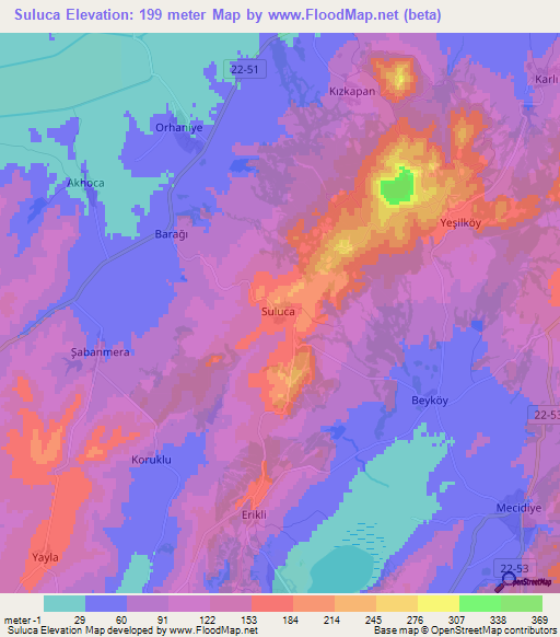 Suluca,Turkey Elevation Map