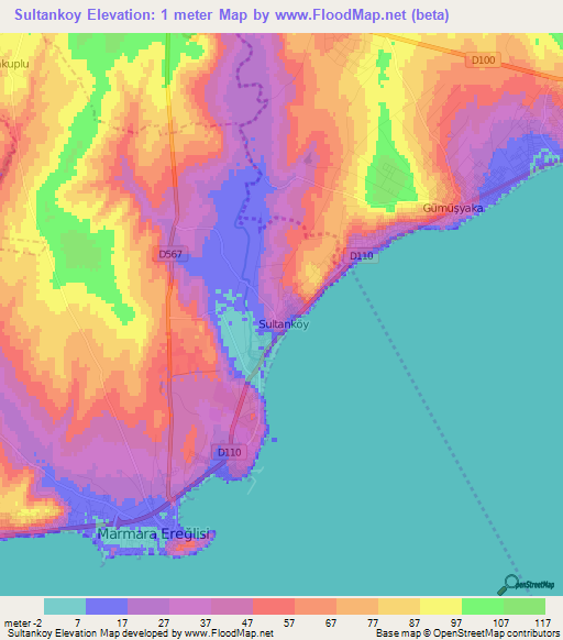 Sultankoy,Turkey Elevation Map