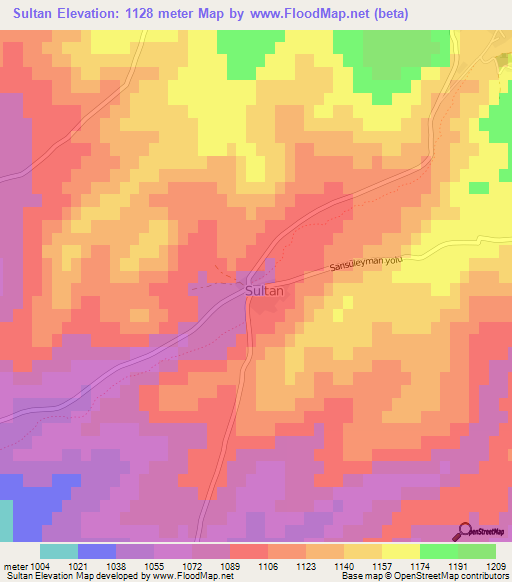 Sultan,Turkey Elevation Map