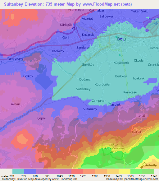 Sultanbey,Turkey Elevation Map