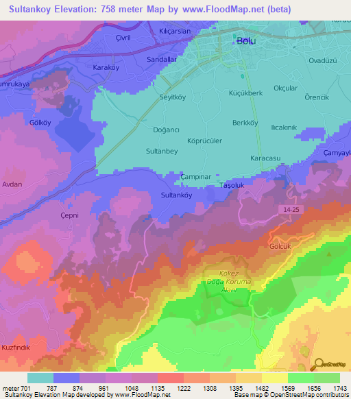 Sultankoy,Turkey Elevation Map