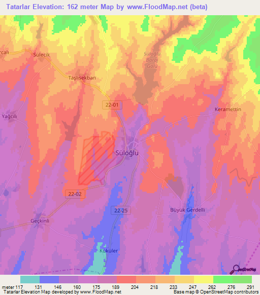 Tatarlar,Turkey Elevation Map