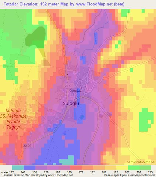 Tatarlar,Turkey Elevation Map