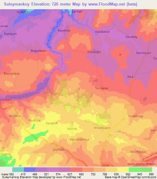 Suleymankoy,Turkey Elevation Map