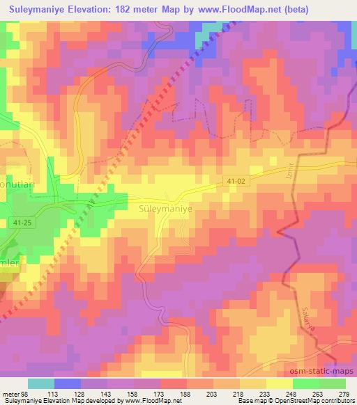 Suleymaniye,Turkey Elevation Map