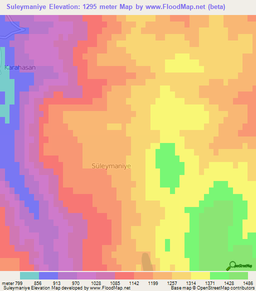 Suleymaniye,Turkey Elevation Map