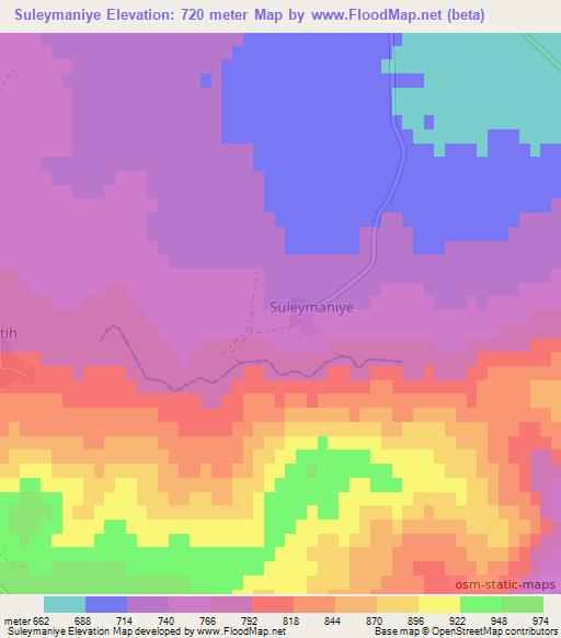 Suleymaniye,Turkey Elevation Map