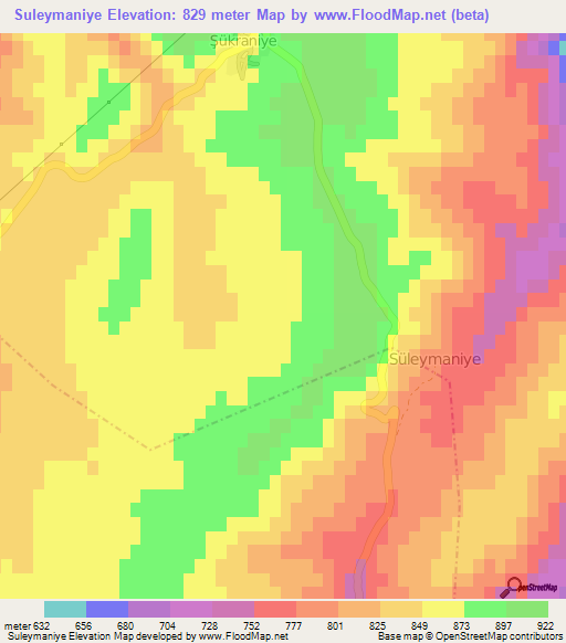 Suleymaniye,Turkey Elevation Map