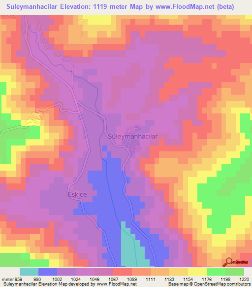 Suleymanhacilar,Turkey Elevation Map