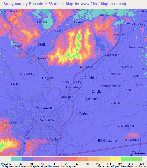 Suleymanbey,Turkey Elevation Map