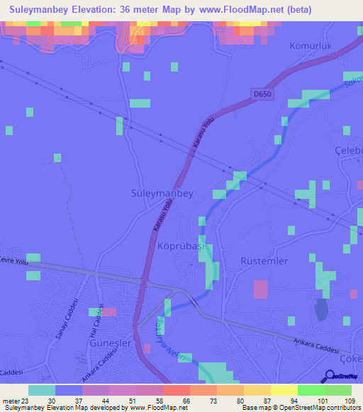 Suleymanbey,Turkey Elevation Map