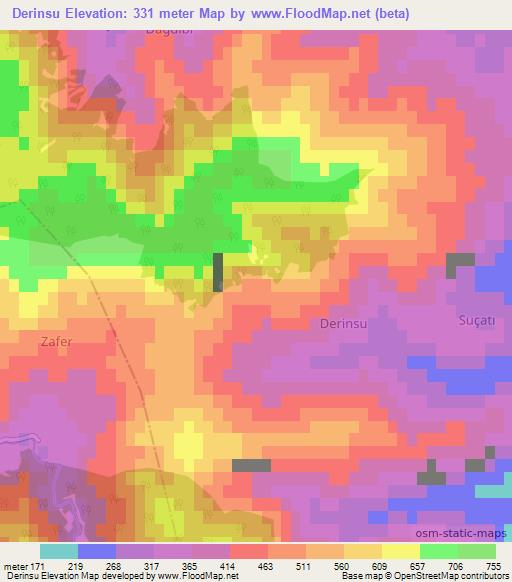 Derinsu,Turkey Elevation Map