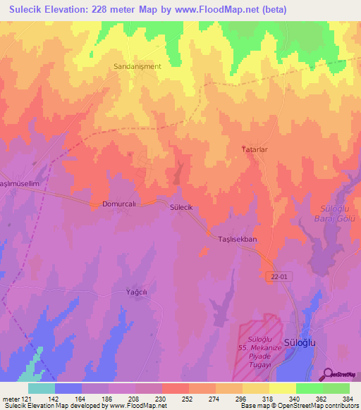 Sulecik,Turkey Elevation Map