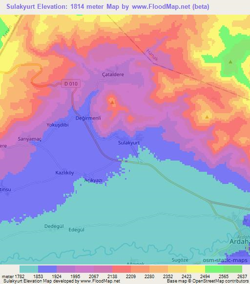 Sulakyurt,Turkey Elevation Map