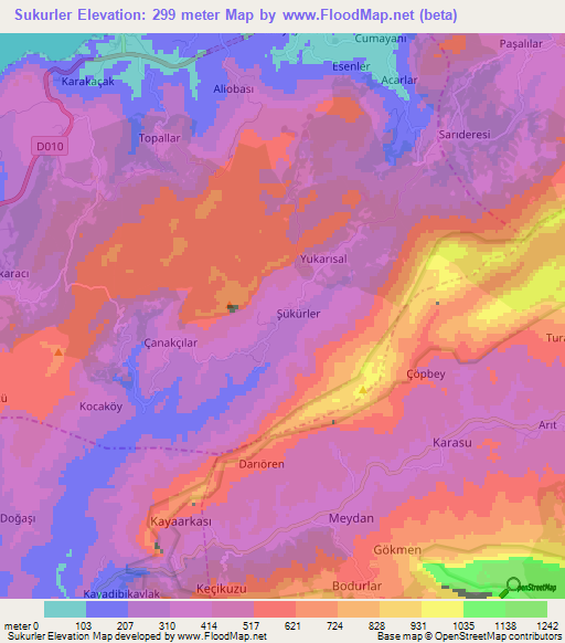 Sukurler,Turkey Elevation Map