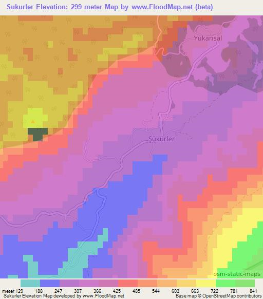 Sukurler,Turkey Elevation Map