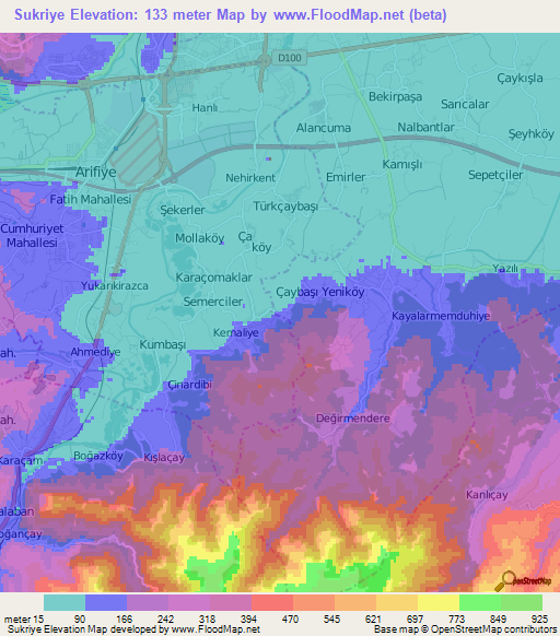 Sukriye,Turkey Elevation Map