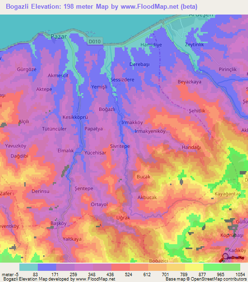 Bogazli,Turkey Elevation Map