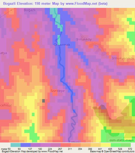 Bogazli,Turkey Elevation Map