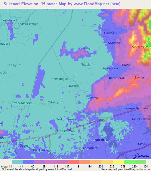 Sukenari,Turkey Elevation Map