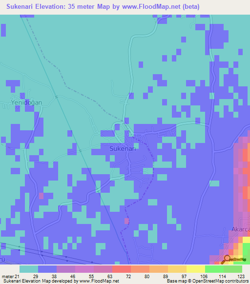 Sukenari,Turkey Elevation Map