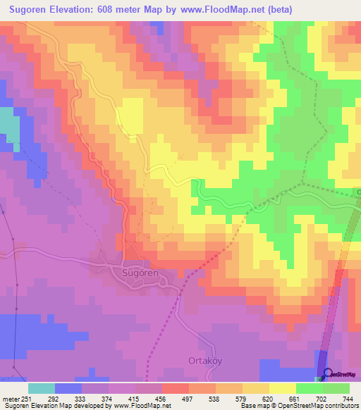 Sugoren,Turkey Elevation Map