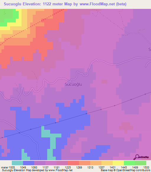 Sucuoglu,Turkey Elevation Map