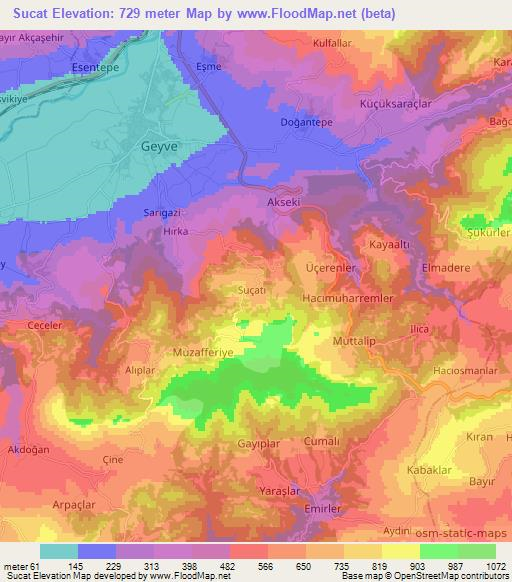 Sucat,Turkey Elevation Map