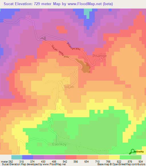 Sucat,Turkey Elevation Map