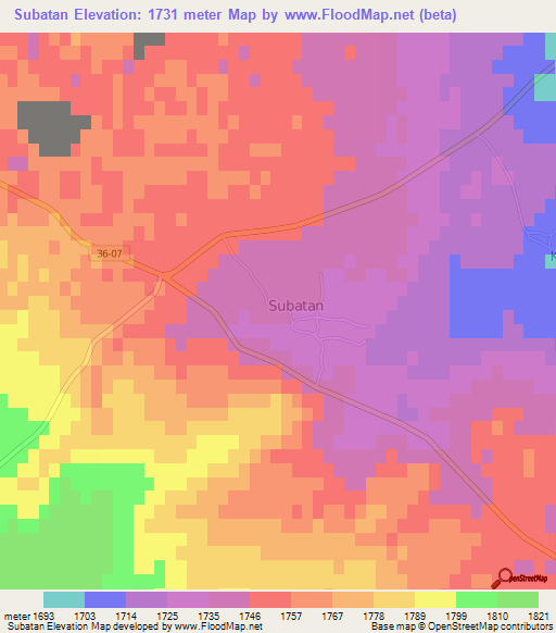 Subatan,Turkey Elevation Map