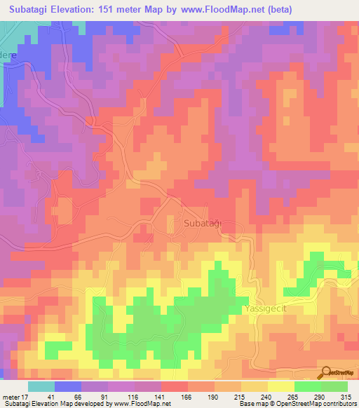 Subatagi,Turkey Elevation Map