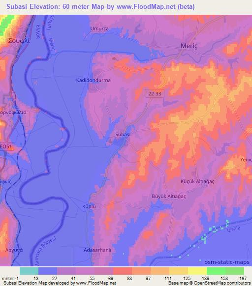 Subasi,Turkey Elevation Map