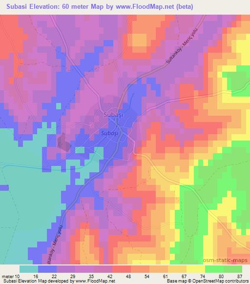 Subasi,Turkey Elevation Map