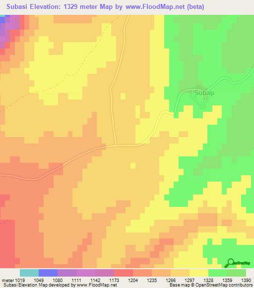 Subasi,Turkey Elevation Map