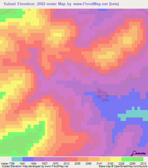 Subasi,Turkey Elevation Map