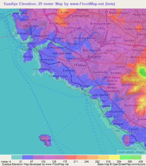 Suadiye,Turkey Elevation Map