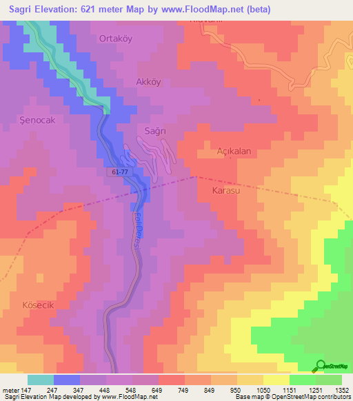 Sagri,Turkey Elevation Map